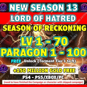 Subida de nivel rápida en Diablo 4 Temporada 13 (niveles 1-70 + 1-100) / Mejora de nivel
