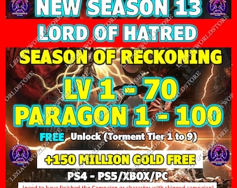 Diablo 4 Season 13 Power Leveling  1-70 + 1-100 Paragon Level / Fast Boosting