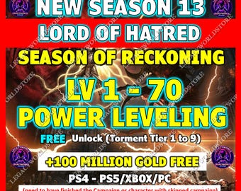 Diablo 4 Season 13 Power Leveling  1-70 (PC/PS/Xbox)
