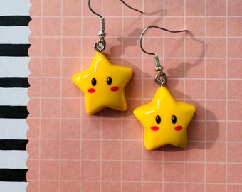 Little Stars earrings, Super Mario Stars, Earrings, Bookish gifts, teacher gifts, librarian gifts, gamer anime gifts, video games, movies