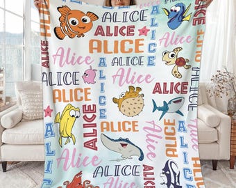Personalized Finding Nemo Fleece Blanket, Throw Blanket for Couch Sofa, Disneyland Finding Nemo Blanket, Disneyland Blanket, Custom Blanket