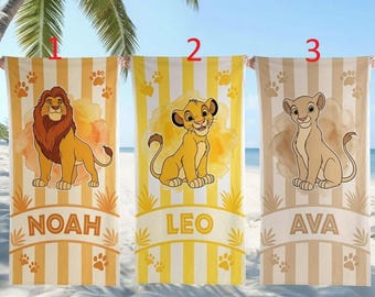 Personalized The Lion King Beach Towel, Disneyland Bath Towel, Pool Towel, Gift For Kid, Kids Beach Towel, Summer Vacation