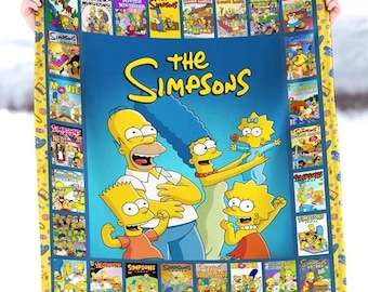 The Simpsons Fleece Blanket, Simpsons Family Throw Blanket For Bed Couch Sofa, Cartoon Room Decor Gifts, Funny Cartoon Throw Blanket