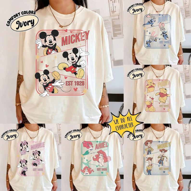 Retro Customize Disneyland All Characters Vintage Tee, Mickey and Friends Tee, Disneyworld Family Vacation 2026, Magic Kingdom Toy Story Tee Bild 1
