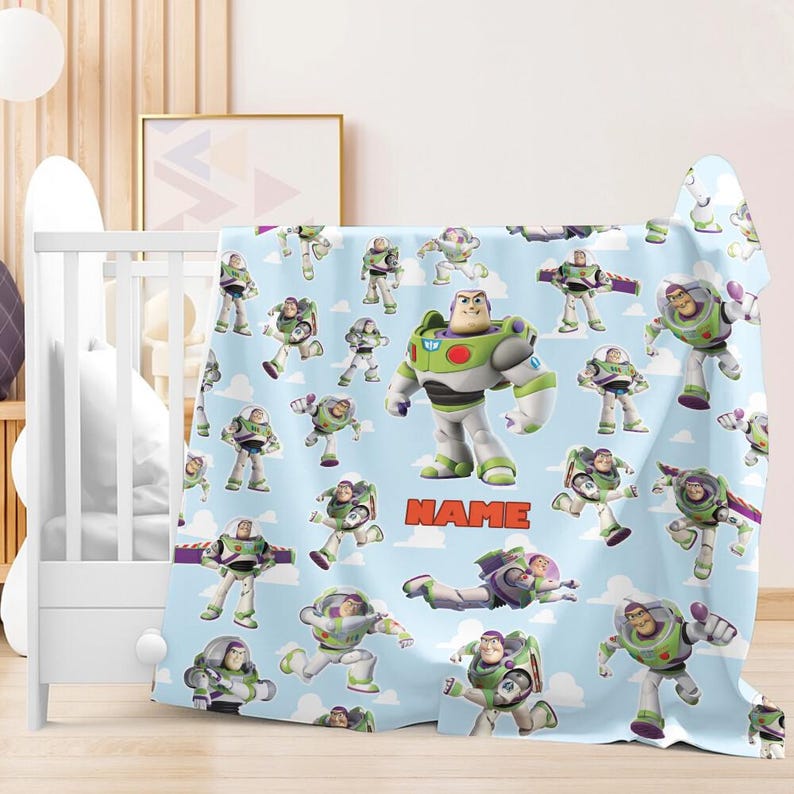 Personalized Toy Story Buzz Lightyear Fleece Blanket | Toy Story Land Blanket | Toy Story Magic Kingdom Blanket for Bed Couch Sofa image 2
