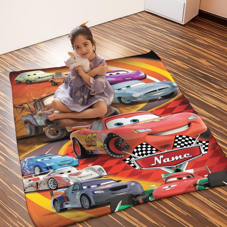 Personalized Disneyland Cars Characters Fleece Blanket, Lightning McQueen Tow Mater Blanket, Disneycars Blanket, Birthday Boy Girl Gift image 3