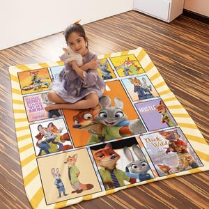 Personalized Disneyland Zootopia Blanket, Judy Hopps Nick Wilde Birthday Boy Girl Matching Fleece Blanket, WDW Disneyland Couple Gifts image 3