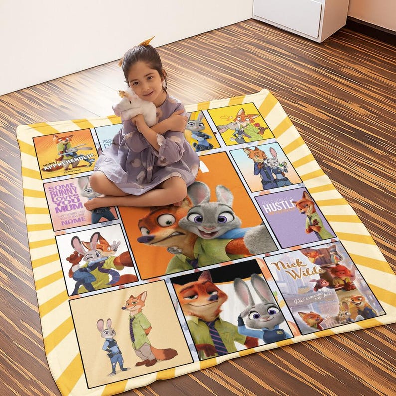 Personalized Disneyland Zootopia Blanket, Judy Hopps Nick Wilde Birthday Boy Girl Matching Fleece Blanket, WDW Disneyland Couple Gifts image 3