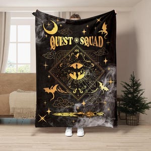 Fourth Wing Fleece Blanket, Iron Flame Blanket, Cozy Dragon Throw Blanket, Fantasy Bookish Blanket, Reading Blanket, Book Lover Gift image 1
