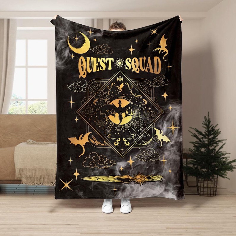 Fourth Wing Fleece Blanket, Iron Flame Blanket, Cozy Dragon Throw Blanket, Fantasy Bookish Blanket, Reading Blanket, Book Lover Gift image 1
