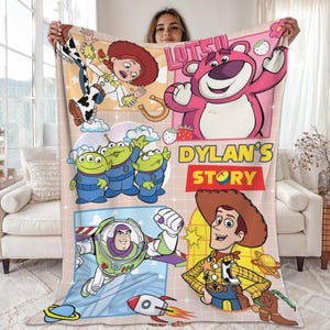 Personalized Toy Story Fleece Blanket, Buzz Lightyear Blanket, Toy Story Woody Blanket, Toy Story Aliens Blanket, Birthday Boy Blanket image 1