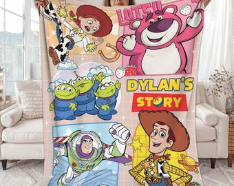 Manta polar personalizada de Toy Story, manta de Buzz Lightyear, manta de Woody de Toy Story, manta de los extraterrestres de Toy Story, manta de cumpleaños para niño
