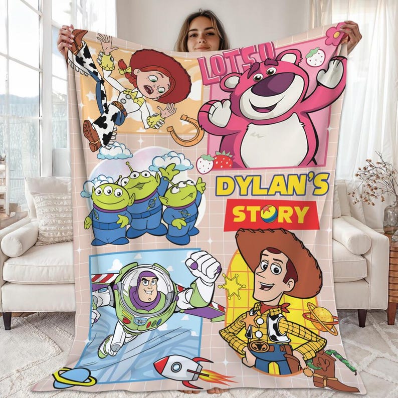 Personalized Toy Story Fleece Blanket, Buzz Lightyear Blanket, Toy Story Woody Blanket, Toy Story Aliens Blanket, Birthday Boy Blanket image 1