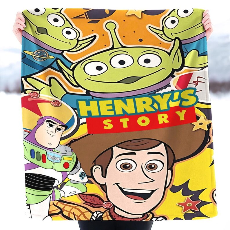 Personalized Disneyland Toy Story Blanket, Custom Name Disneyland Blanket, Woody Buzz Lightyear Jessie Toy Story Blanket Birthday Gift image 4