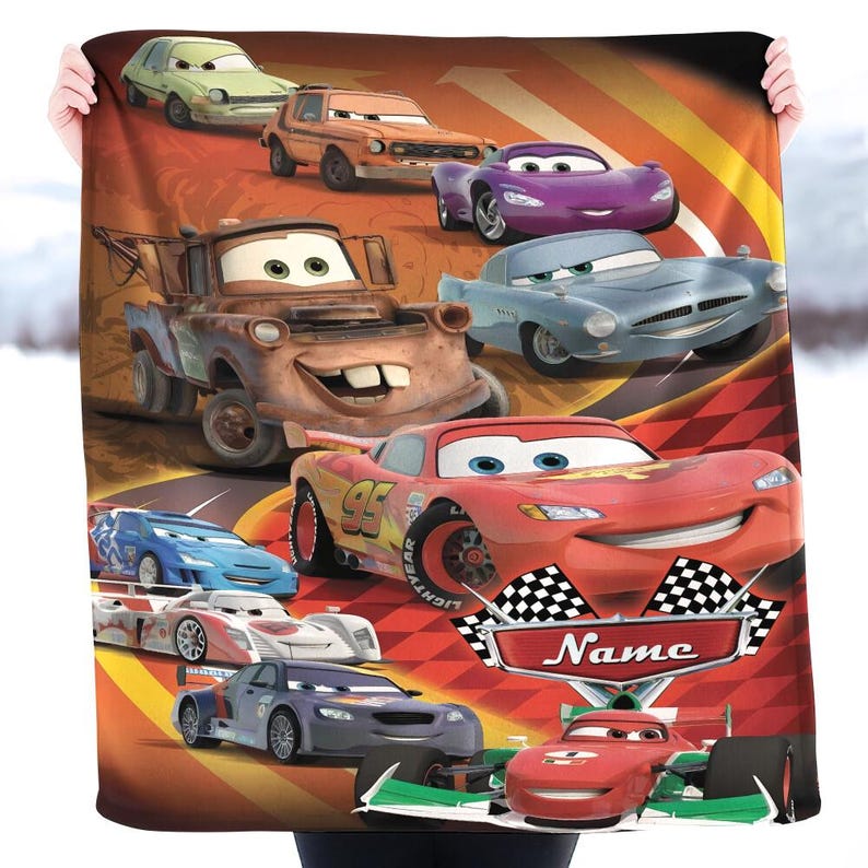 Personalized Disneyland Cars Characters Fleece Blanket, Lightning McQueen Tow Mater Blanket, Disneycars Blanket, Birthday Boy Girl Gift image 4