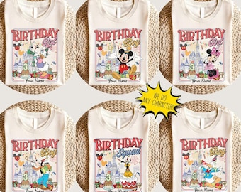 Personalized Mickey and Friends Birthday Shirt, Birthday Family Matching Shirt, Disneyland Birthday Shirt, Birthday Squad Crew Boy Girl Tee