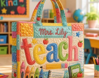 Sac fourre-tout personnalisé pour enseignant, cartable matelassé personnalisé, cadeau de remerciement pour enseignant, sac à main pour la rentrée scolaire, cadeau pour enseignant