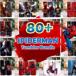 80 Spiderman Superhero Tumbler Wrap Png, Spider Man Tumbler Wrap Bundle, Superhero Tumbler Design image 1