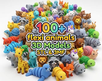 Paquete de más de 100 animales flexibles en formato STL | Archivos de impresión 3D de animales articulados | Juguetes flexibles | EasyPrint | Descarga instantánea