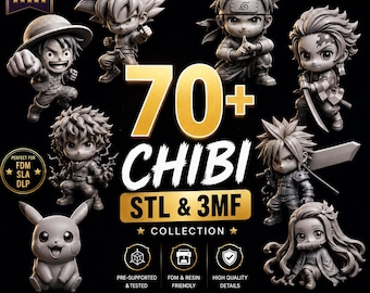 70+ Chibi STL & 3MF Bundle | Commercial Use | Cute 3D Print Files Pack