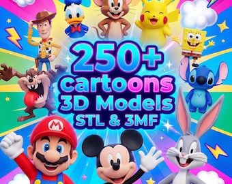 250+ Cartoon STL & 3MF Bundle | 3D Print Files Collection | Cute and Fun Models | Digital Download
