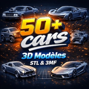 50+ Autos im STL- und 3MF-Format | 3D-Druck-Automodelle | Spielset für Kinder | Einfache Druckdateien | Sofort-Download
