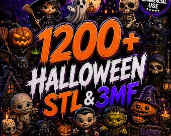 1200+ Halloween STL & 3MF Bundle | Commercial Use Included | Ghosts, Pumpkins, Skeletons, Witches and Monsters | Ultimate 3D Prints
