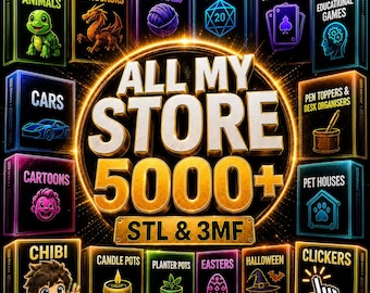 5000+ STL Files Bundle | Mega Packs for 3D Printing | Flexi Animals, Dragons, RPG, Cars & More | Instant Download