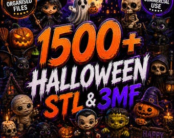 1500+ Halloween STL & 3MF Bundle | 3D Print Files | Halloween 3D Models | Spooky STL Collection | Commercial Use