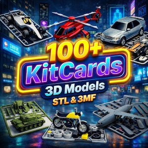 100+ Kit Card STL Bundle | Credit Card Size 3D Print Models | Pocket Tools & Gadgets | EDC Kit Cards | STL and 3MF Files
