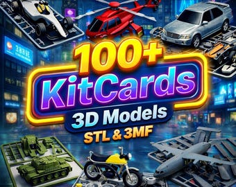 Bundel met meer dan 100 kitkaarten in STL-formaat | 3D-printmodellen op creditcardformaat | Zakgereedschap en gadgets | EDC-kitkaarten | STL- en 3MF-bestanden