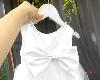 TTYAOVO Bloemenmeisje Jurk Met Strik - Satin & Tule Pageant Bruiloft Jurk Voor Meisjes