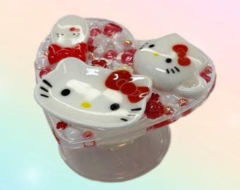 Hello Kitty Heart PopSocket | Cute Resin Phone Grip | Kawaii Phone Holder | Sanrio Cat Phone Accessory