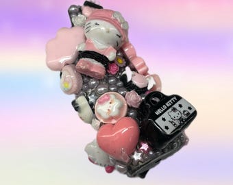 Hello Kitty Kawaii Punk Lighter Case | Cute Junk Charm Lighter Cover | Pink Resin Lighter Holder | Sanrio Handmade Accessories