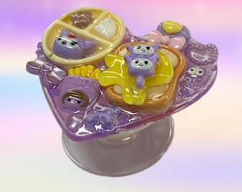 Kuromi Heart PopSocket | Kawaii Resin Phone Grip | Pastel Purple Phone Holder | Handmade Sanrio Accessory