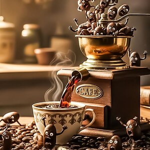 Coffee Grinder Beans Wall Art - Funny Kitchen Decor | Coffee Lover | gift for caffeine Addict