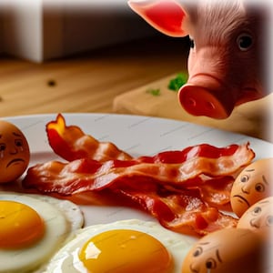 Bacon and Egg Breakfast Humorous Kitchen Wall Art Tile