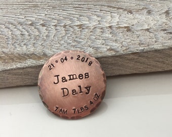 Copper Golf Ball Marker - New Dad Gift - Personalized Gift for Dad - Father's Day - Grandpa Gift - Custom Name - Stamped Ball Marker