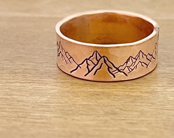 Men's Ring, Copper Ring,  Mountain Ring, Gift for Him 7th Anniversary