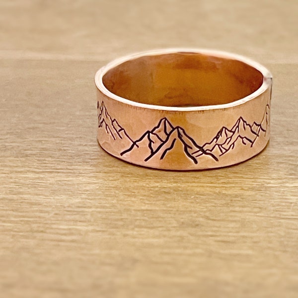 Men's Ring, Copper Ring,  Mountain Ring, Gift for Him 7th Anniversary