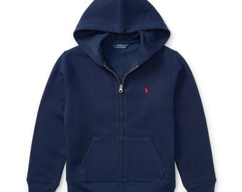 Sweat à capuche bleu marine zippé avec logo brodé | Sweat-shirt à capuche décontracté classique