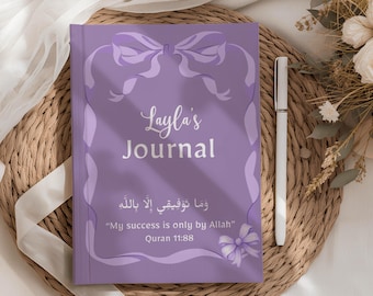 Personalized Islamic Verse Journal, Journal for Muslim Girls, Muslimah Journal Gift for Ramadan, Eid & Reflection