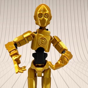 Articulated Gold Protocol Droid – 3D Printed C-3PO Inspired Action Figure
