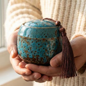 Petite urne pour animaux de compagnie en céramique pour cendres - Pot souvenir commémoratif chat chien