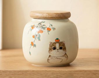 Painted Ceramic Urn, Cat Remembrance, Pet Loss Sympathy Bereavement Gift