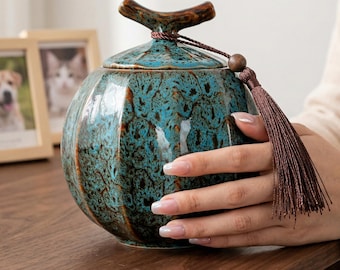 Ręcznie robiona ceramiczna urna na prochy zwierząt, duża pamiątka dla psa, kremacja kota
