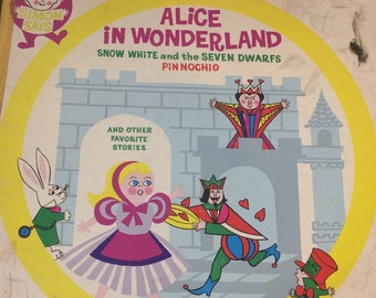 3 vintage childrens' vinyl records, Alice in Wonderful, Happy Birtday, Kiddie Favorites