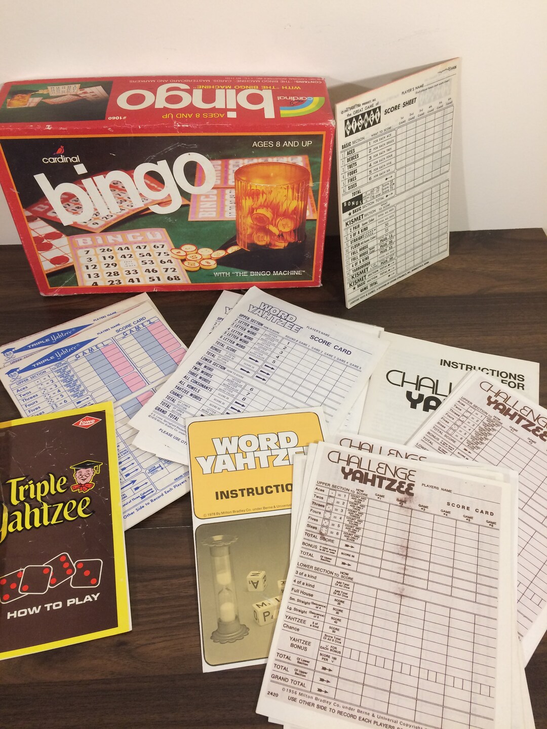 Lot of Game Parts Bingo Box Yahtzee Kismet Instruction Books Etsy