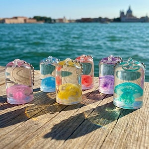 Real Jellyfish Specimen Keychain | Miniature Ocean Charm | Beach Aesthetic Accessory | Sea Life Gift