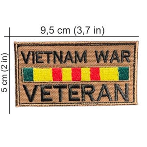 Vietnam War Veteran Patch with 9.5x5 cm | Military Tactical Hook and Loop Badge | Embroidered Veteran Patch Embroidery